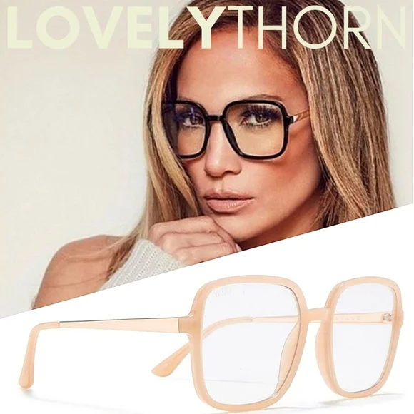 QUAY // ltd ed jlo collaboration nude xl square blue light glasses - Picture 13 of 16
